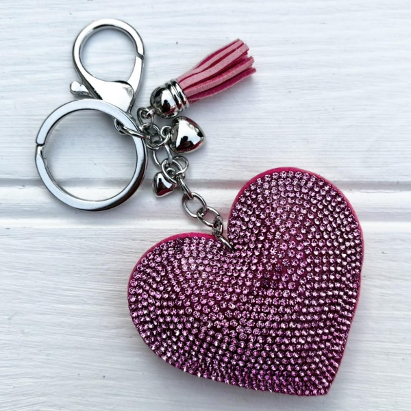 Heart Keyring / Bag Charm - Pink Sparkle